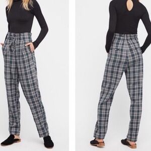 Free People Plaid Here and There Paperbag Trousers